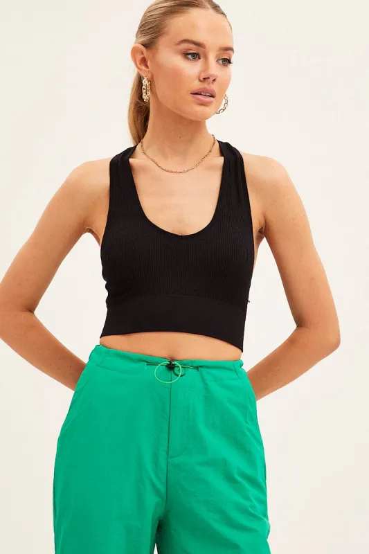 Black Seamless Crop Top Bralette sold by Ally Fashion