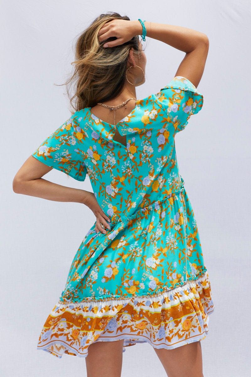 Boho Print Mini Dress Short Sleeve sold by Ally Fashion product image thumbnail 5