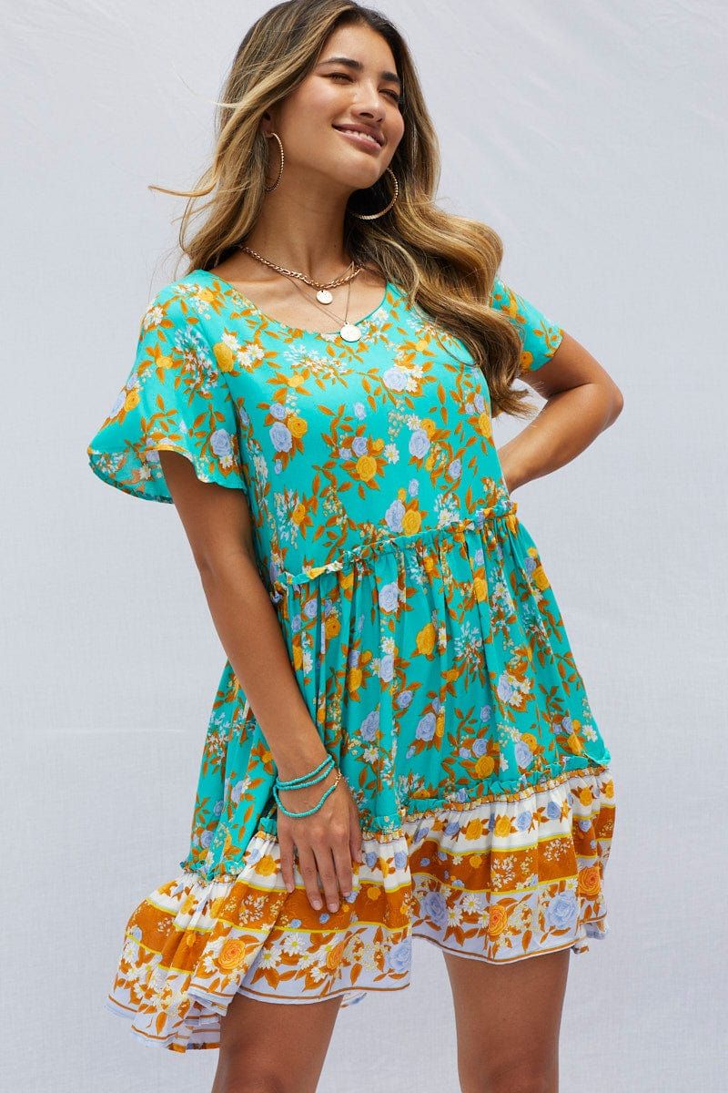 Boho Print Mini Dress Short Sleeve sold by Ally Fashion product image thumbnail 3