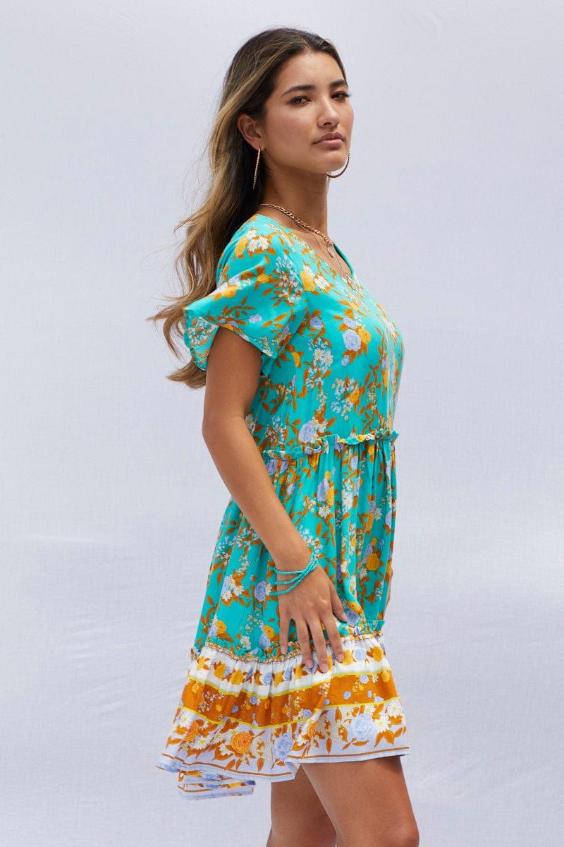 Boho Print Mini Dress Short Sleeve sold by Ally Fashion product image thumbnail 4