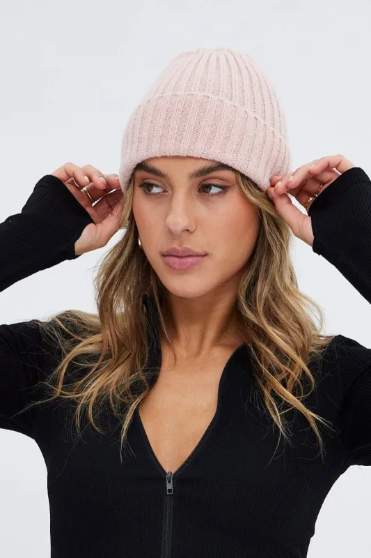 Pink Rib Beanie sold by Ally Fashion