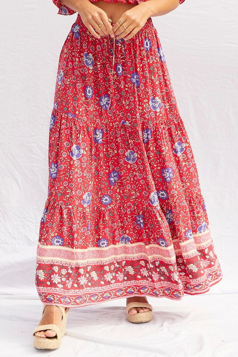 Boho Print Elastic Waist Boho Maxi Skirt sold by Ally Fashion product image thumbnail 2