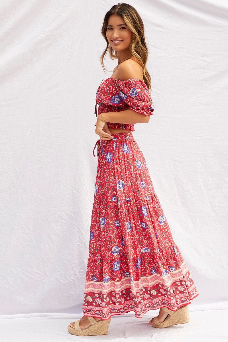 Boho Print Elastic Waist Boho Maxi Skirt sold by Ally Fashion product image thumbnail 4