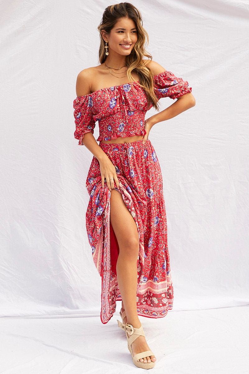 Boho Print Elastic Waist Boho Maxi Skirt sold by Ally Fashion product image thumbnail 3