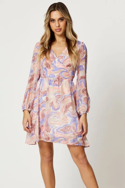 Print Mini Dress Long Sleeve sold by Ally Fashion