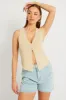 Beige Knit Vest V Neck sold by Ally Fashion