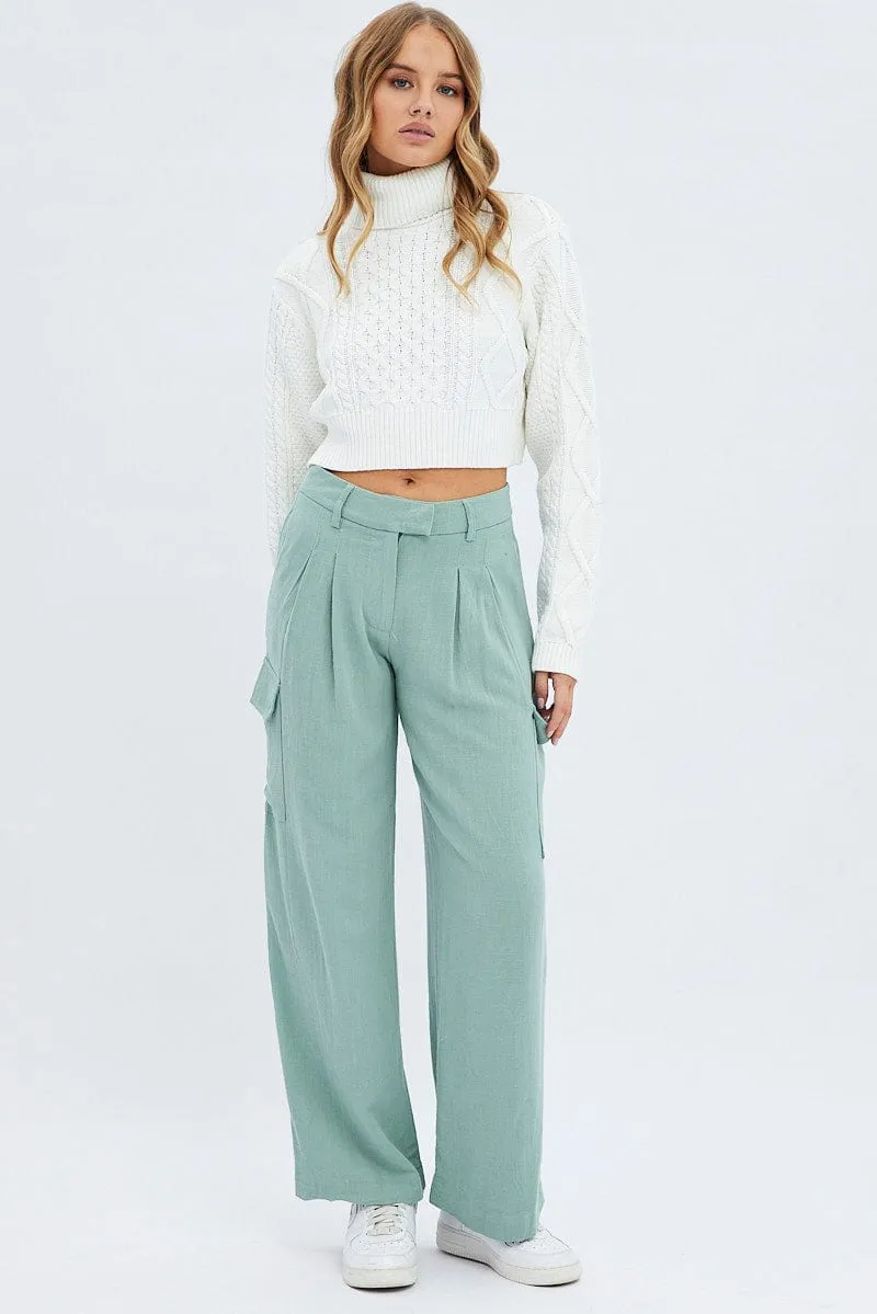 Green Cargo Pants Low Rise Wide Leg sold by Ally Fashion product image thumbnail 3