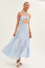 Blue Maxi Dress Tiered Halter sold by Ally Fashion