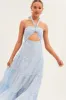 Blue Maxi Dress Tiered Halter sold by Ally Fashion