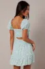 White Ditsy Fit and Flare Dress Short Sleeve Lace Up Front sold by Ally Fashion