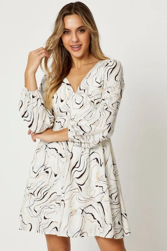 Print Mini Dress Long Sleeve sold by Ally Fashion