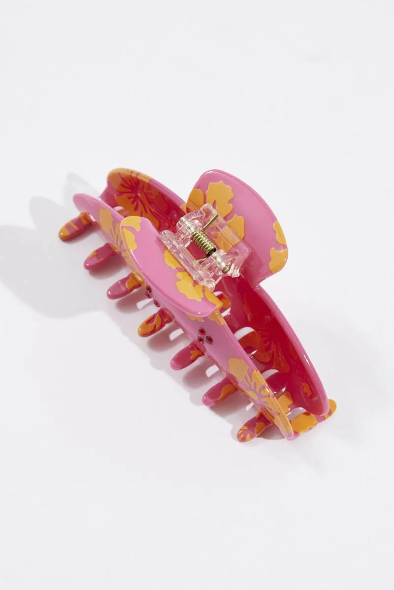 Pink Floral Print Claw Clip sold by Ally Fashion product image thumbnail 2
