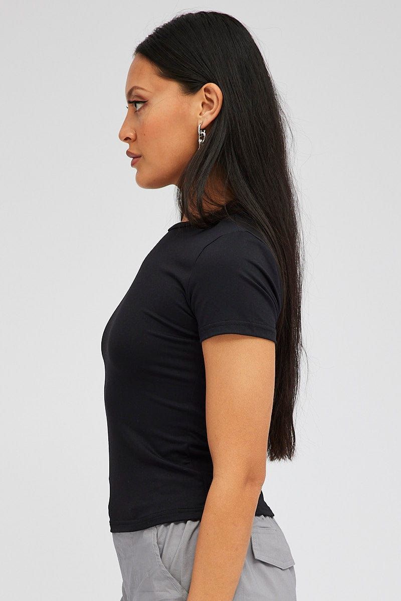 Black Supersoft Longline Top Short Sleeve sold by Ally Fashion product image thumbnail 4