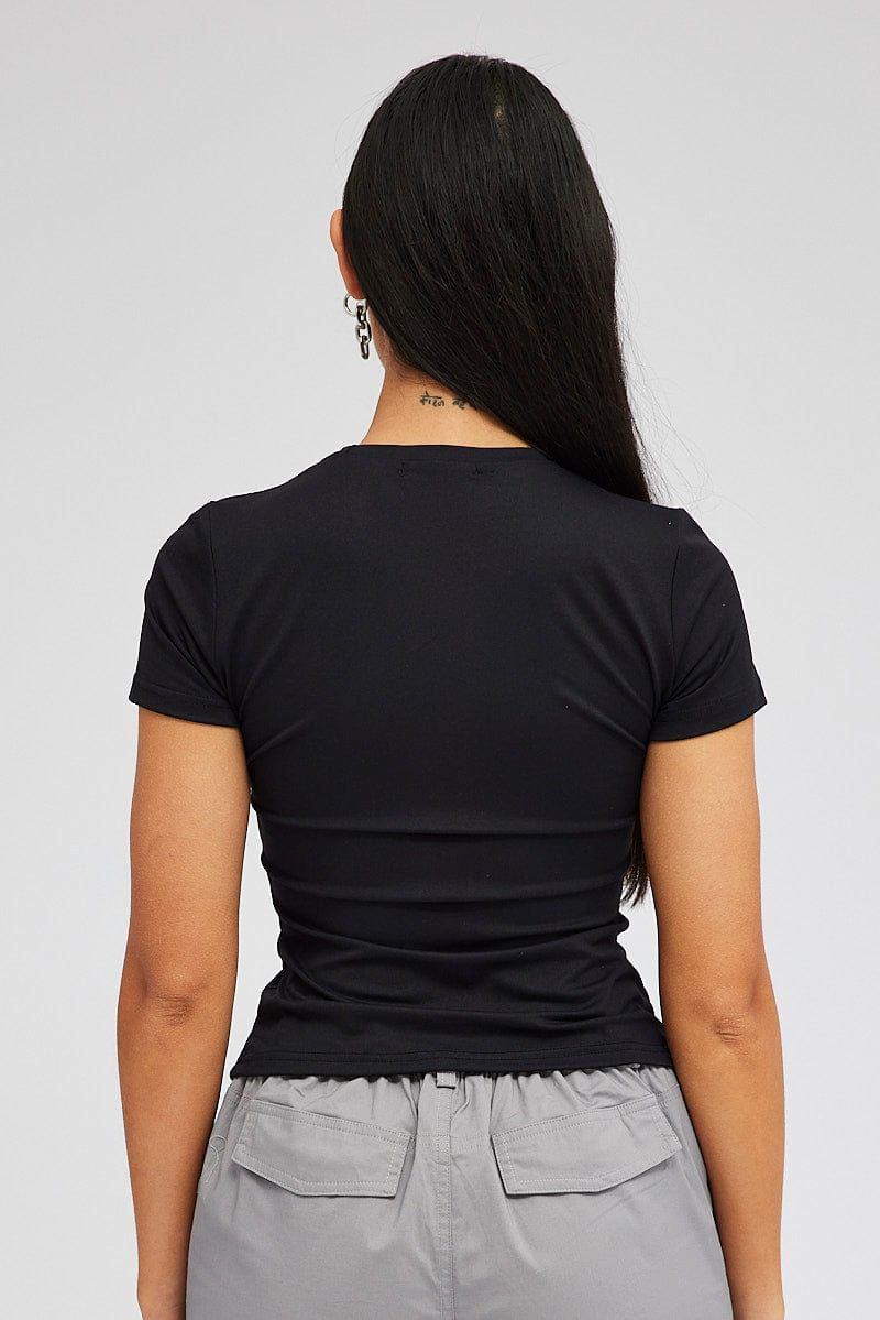 Black Supersoft Longline Top Short Sleeve sold by Ally Fashion product image thumbnail 5