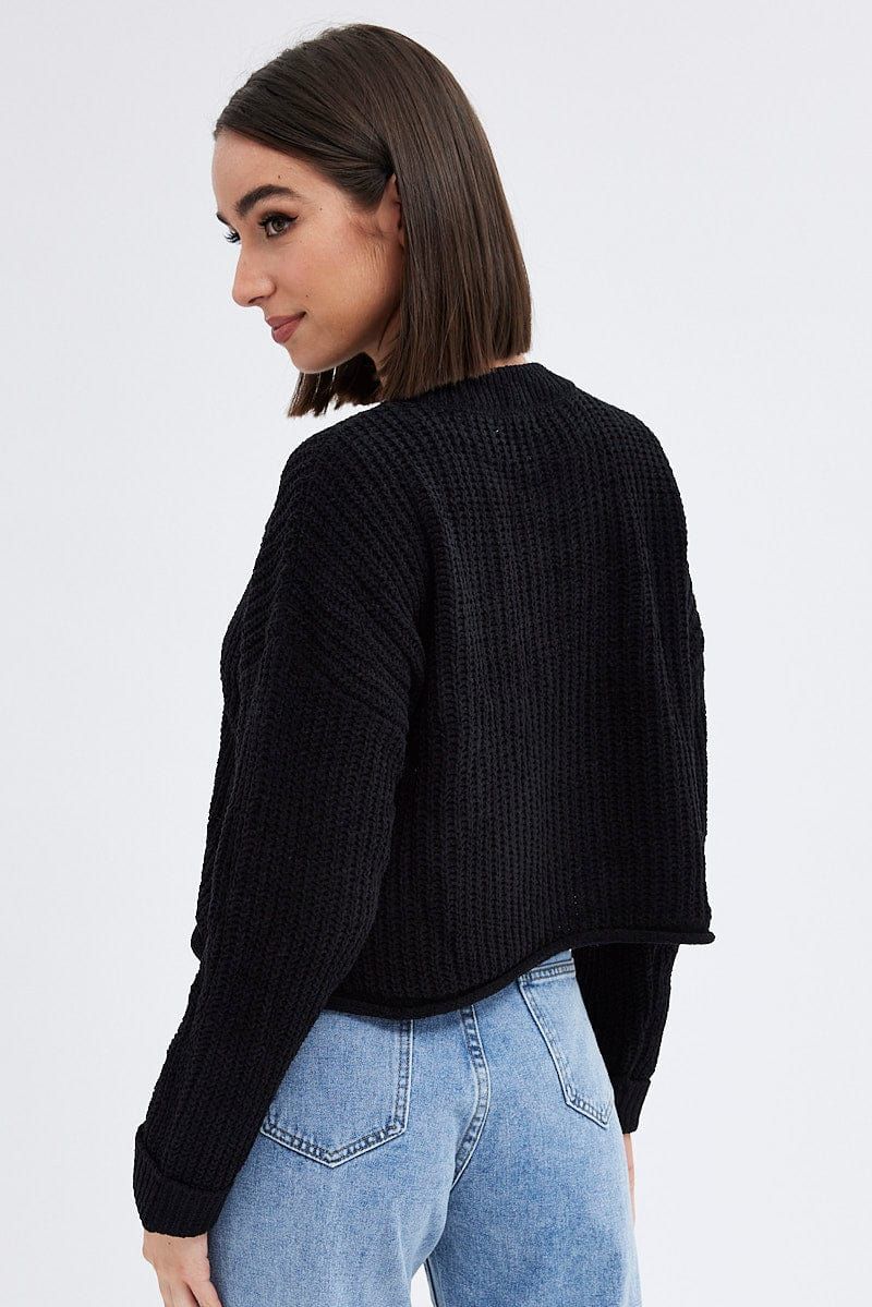 Black Knit Jumper Round Neck Chenille sold by Ally Fashion product image thumbnail 5