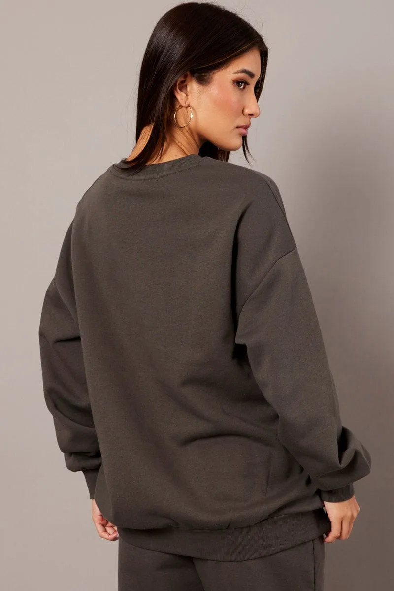 Grey Graphic Sweater Long Sleeve sold by Ally Fashion product image thumbnail 5