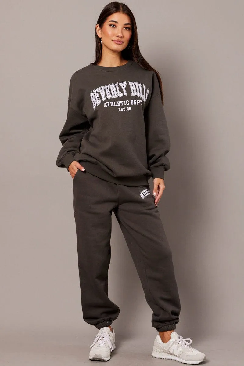 Grey Graphic Sweater Long Sleeve sold by Ally Fashion product image thumbnail 2