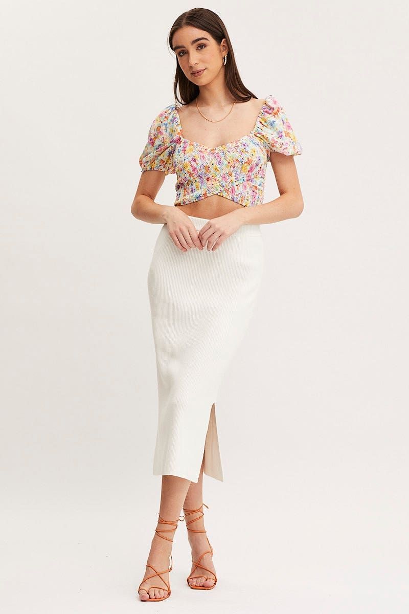 Print Puff Sleeve Top Short Sleeve Crop sold by Ally Fashion product image thumbnail 3