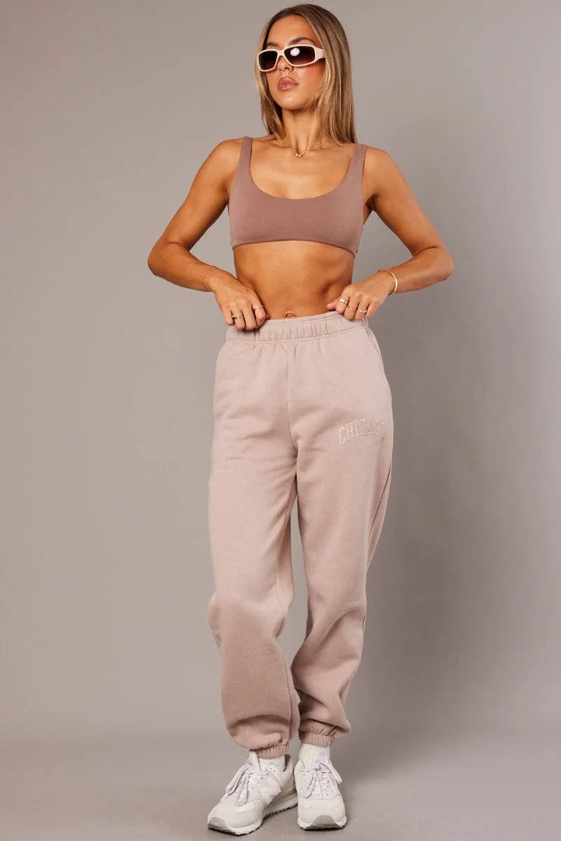 Brown Track Pants High Rise sold by Ally Fashion product image thumbnail 2