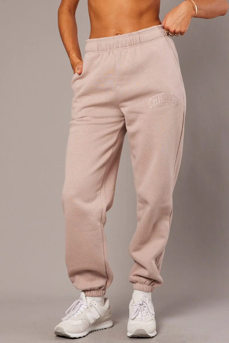 Brown Track Pants High Rise sold by Ally Fashion product image thumbnail 3