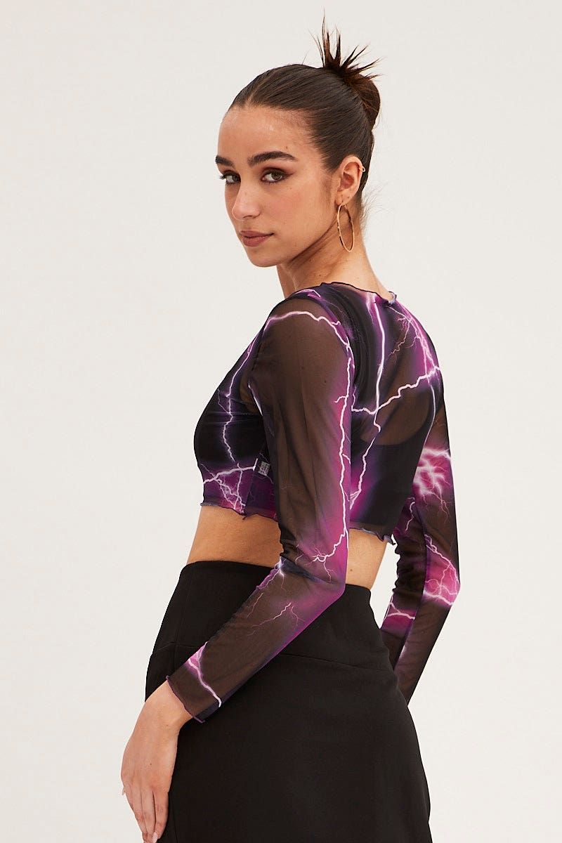 Purple Abstract Abstract Print Top sold by Ally Fashion product image thumbnail 5