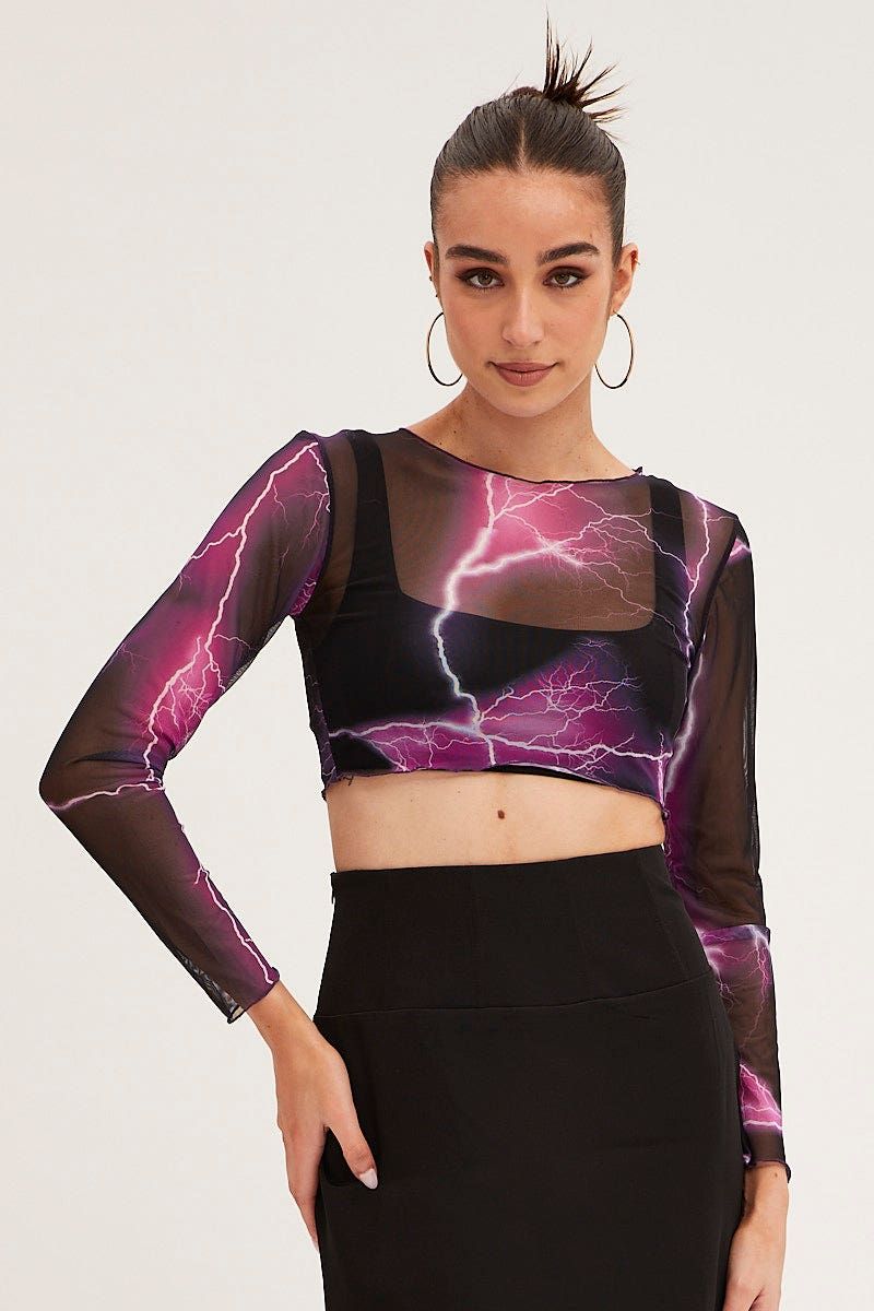 Purple Abstract Abstract Print Top sold by Ally Fashion product image thumbnail 3