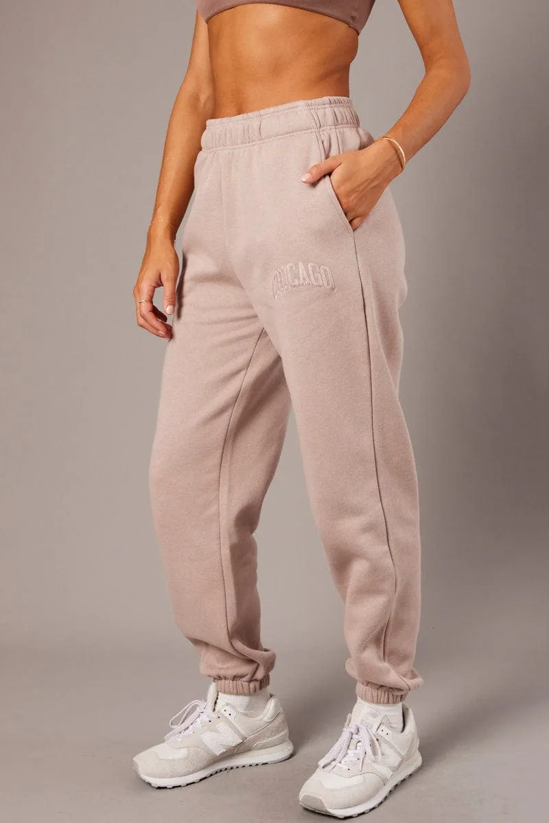 Brown Track Pants High Rise sold by Ally Fashion
