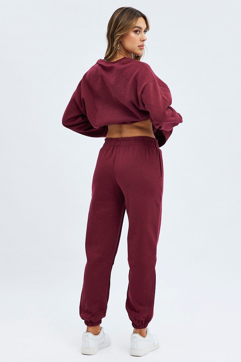 Red Track Pants High Rise Jogger sold by Ally Fashion product image thumbnail 5