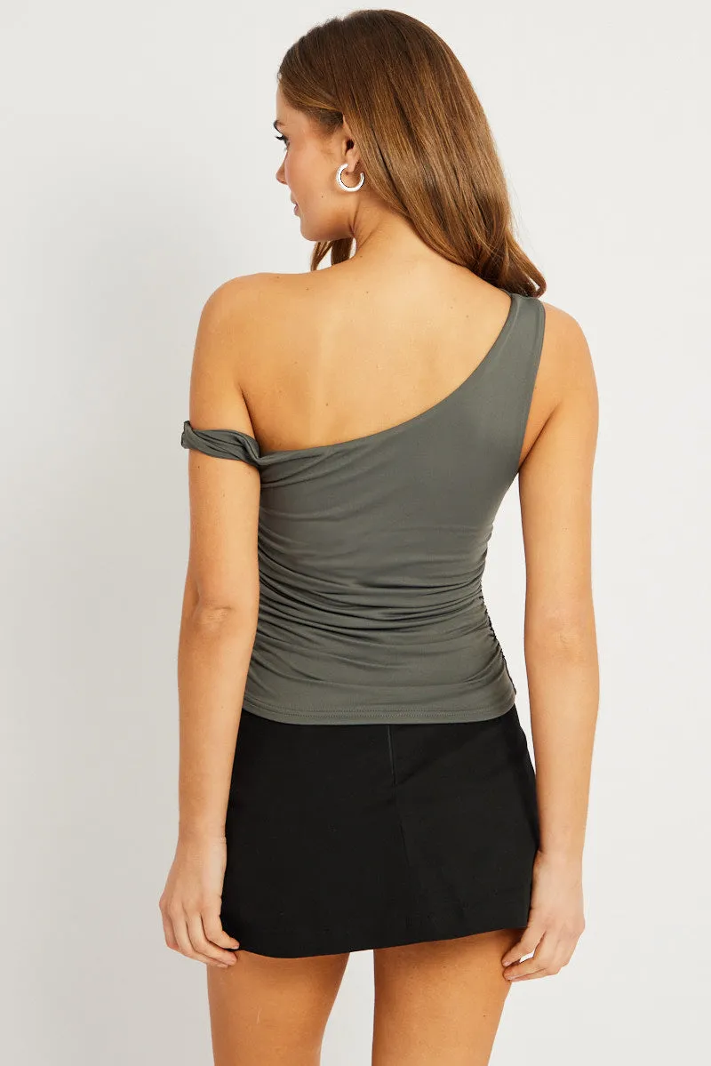 Grey Supersoft Top Twist off Shoulder sold by Ally Fashion product image thumbnail 5