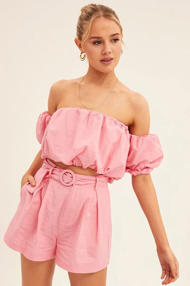 Pink Belted Short Pleat Front Detail sold by Ally Fashion product image thumbnail 2