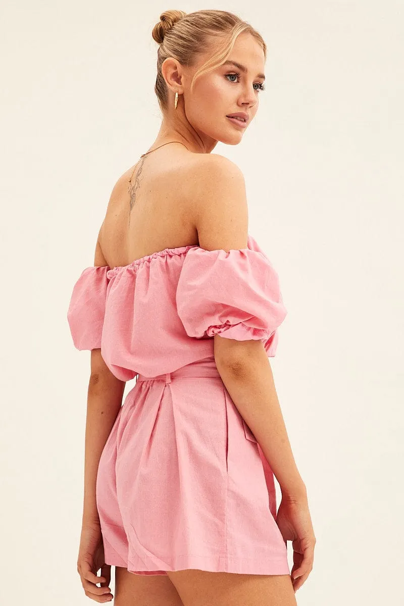 Pink Belted Short Pleat Front Detail sold by Ally Fashion product image thumbnail 5