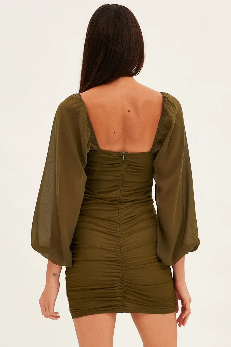 Green Long Sleeve Bodycon Mini Dress sold by Ally Fashion product image thumbnail 5