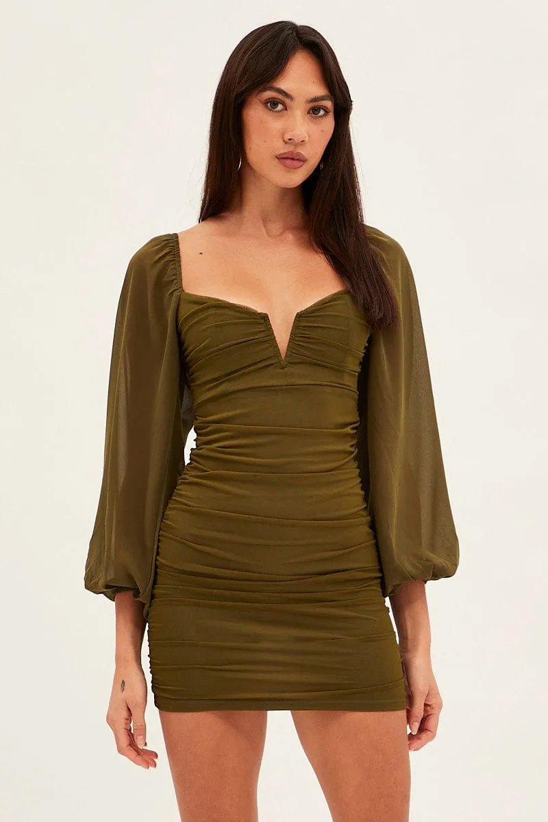 Green Long Sleeve Bodycon Mini Dress sold by Ally Fashion product image thumbnail 3