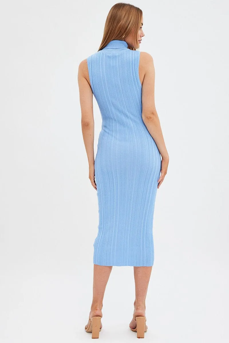 Blue Knit Dress Midi Square Neck sold by Ally Fashion product image thumbnail 5