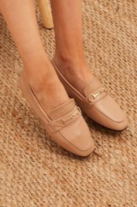 Beige Flat Loafers With Buckle sold by Ally Fashion