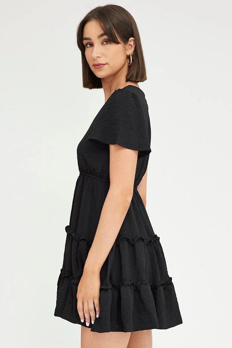 Black Fit And Flare Dress Short Sleeve Mini sold by Ally Fashion product image thumbnail 4