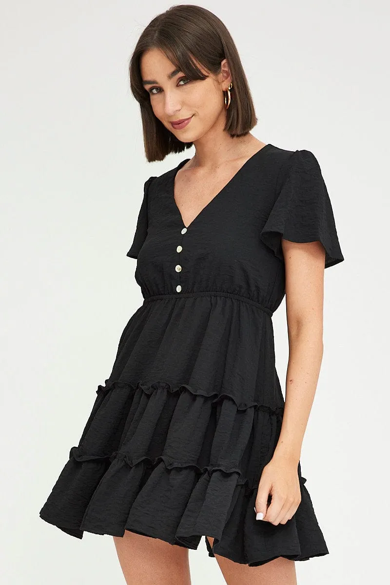 Black Fit And Flare Dress Short Sleeve Mini sold by Ally Fashion