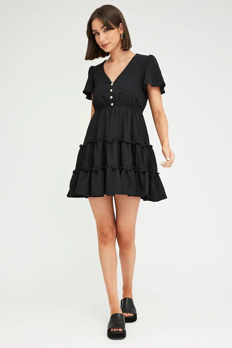 Black Fit And Flare Dress Short Sleeve Mini sold by Ally Fashion product image thumbnail 2