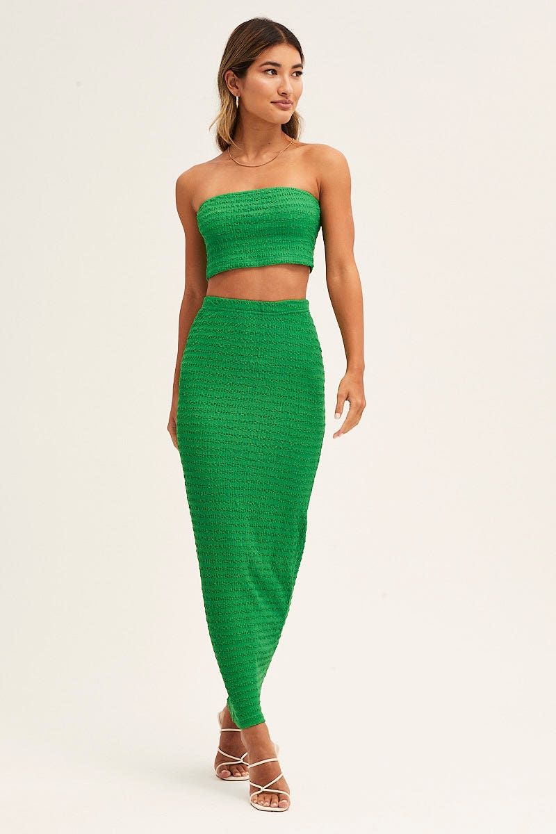 Green Textured Maxi Skirt sold by Ally Fashion product image thumbnail 3