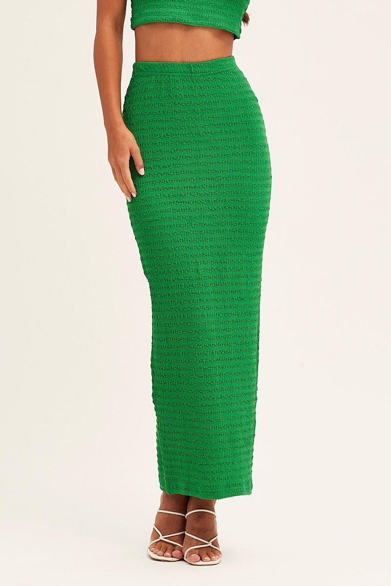 Green Textured Maxi Skirt sold by Ally Fashion product image thumbnail 2