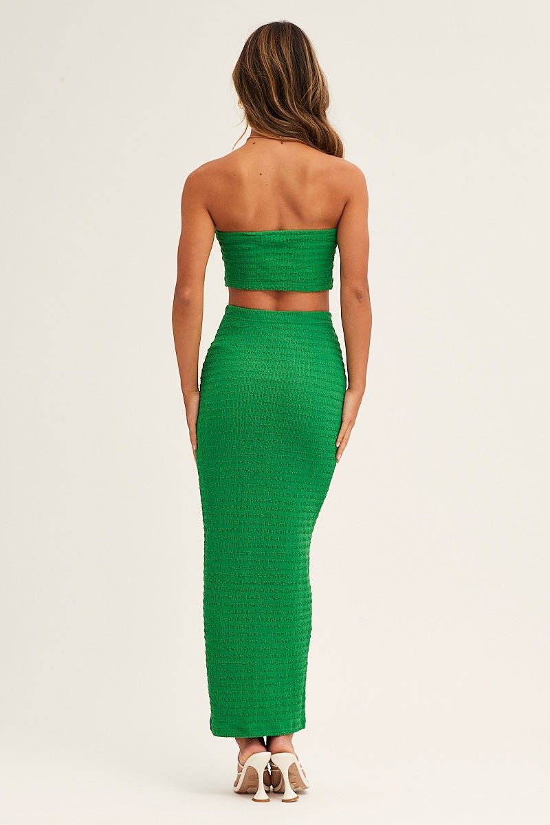 Green Textured Maxi Skirt sold by Ally Fashion product image thumbnail 5