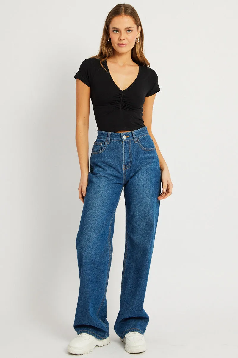 Black T shirt Short Sleeve V Neck Seamless sold by Ally Fashion product image thumbnail 2