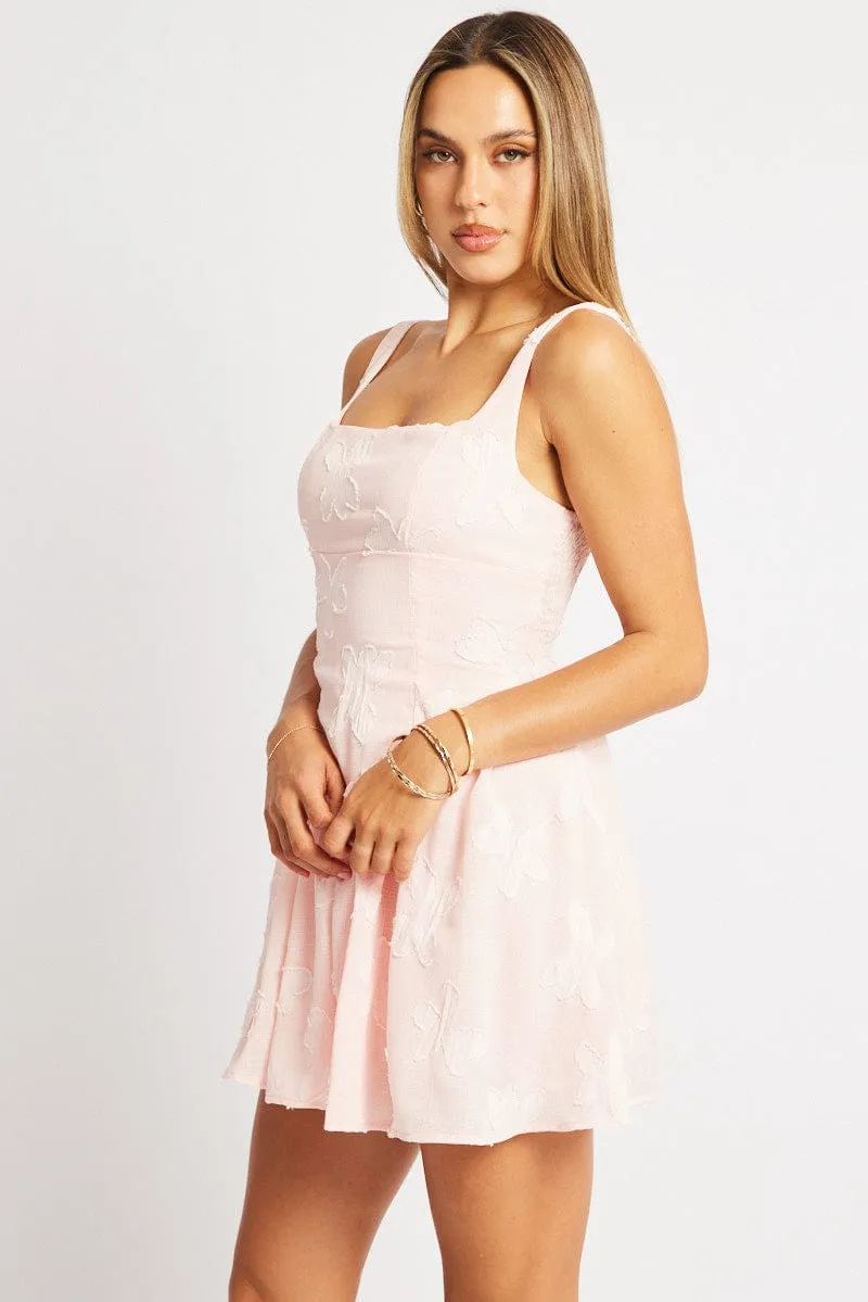 Pink Fit And Flare Dress Mini Burn Out sold by Ally Fashion product image thumbnail 4