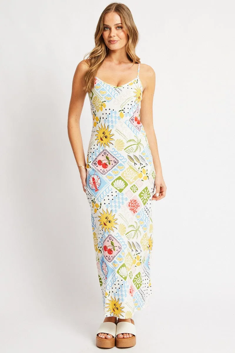 Multi Abstract Maxi Dress Bias Cut sold by Ally Fashion product image thumbnail 3
