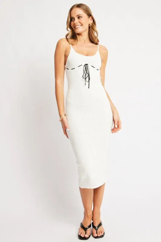 White Knit Dress Singlet Midi sold by Ally Fashion