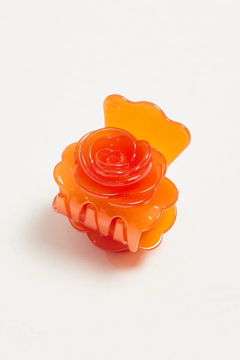 Red Rosette Hair Claw Clip sold by Ally Fashion