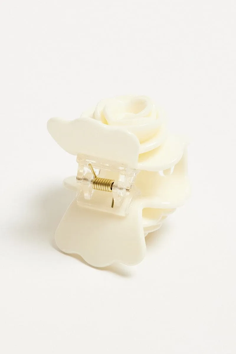 White Rosette Hair Claw Clip sold by Ally Fashion product image thumbnail 2