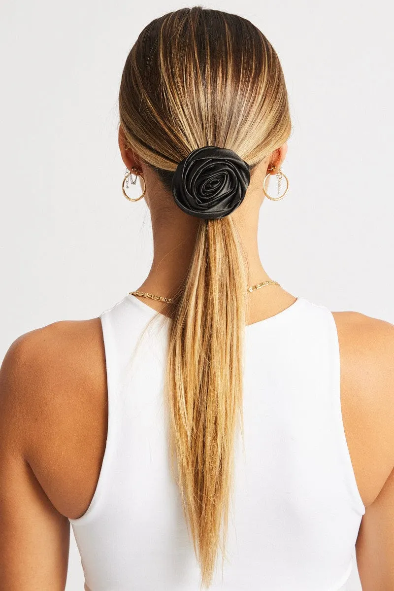 Black Rosette Scrunchie sold by Ally Fashion