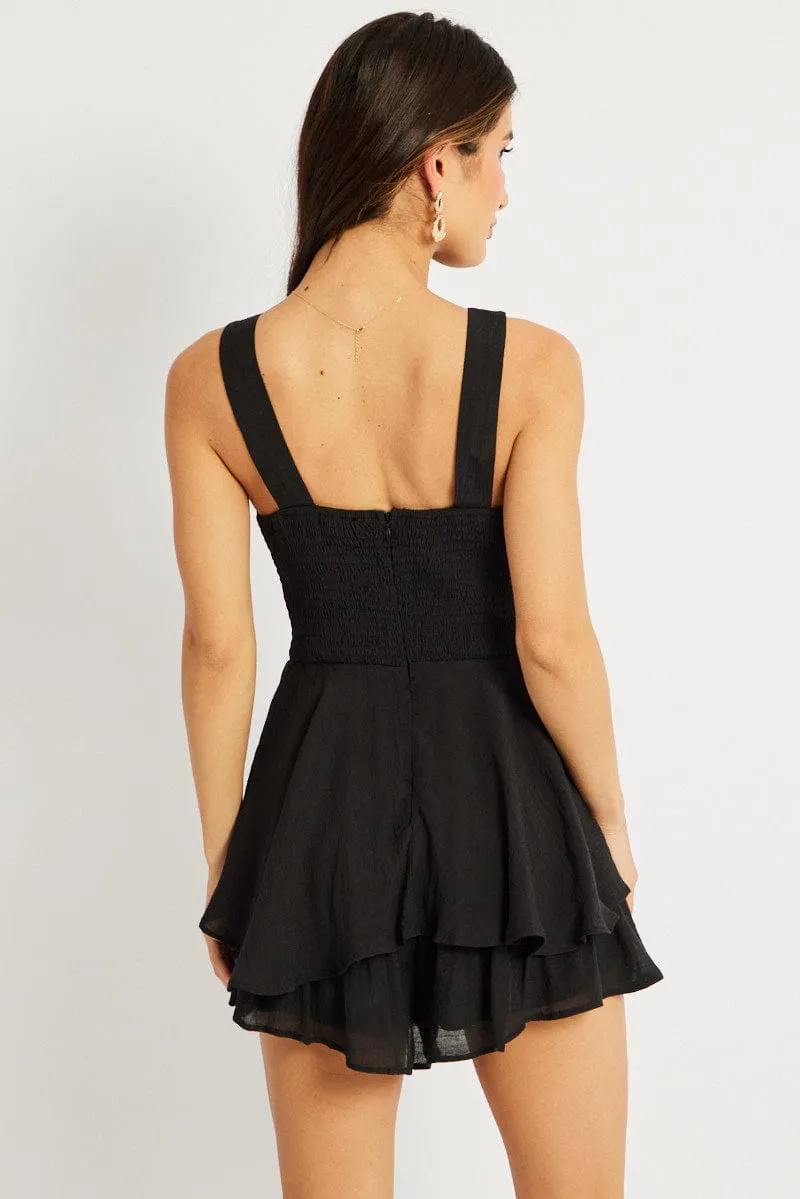 Black Ruffle Playsuit V-Neck sold by Ally Fashion product image thumbnail 5