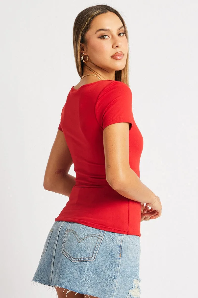Red Supersoft Top Short Sleeve sold by Ally Fashion product image thumbnail 4